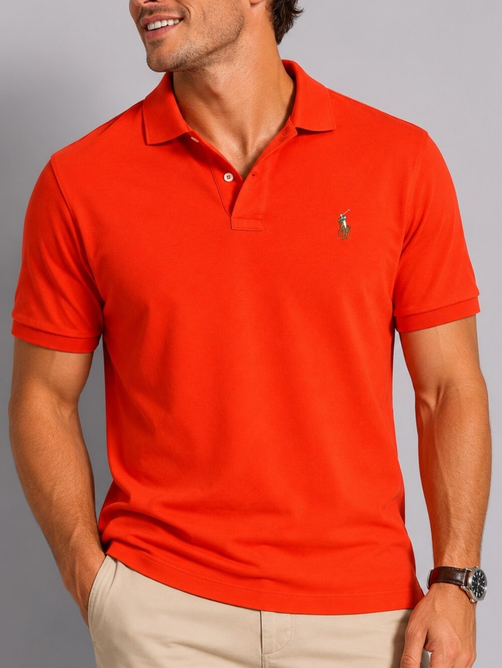Polo Ralph Lauren Short Sleeve Orange Red Polo Men M Preppy Country Club Golf
